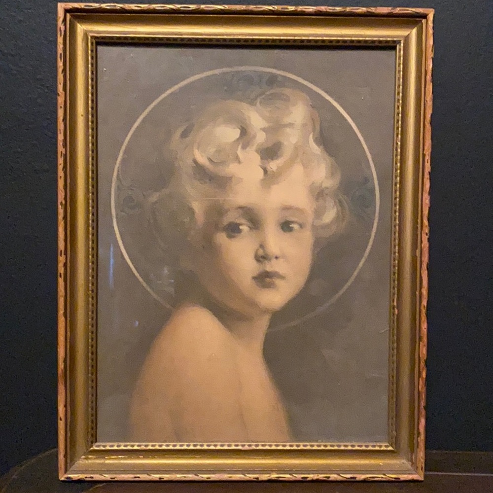 Vintage "Light Of The World" Framed Christ Child By Chambers